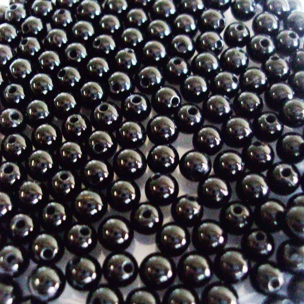 100 Beads Black Onyx Round 4 MM