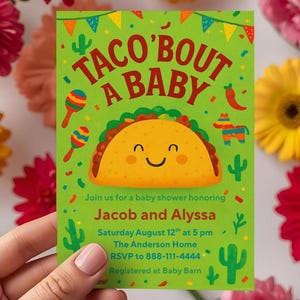 Taco Bout a Baby Shower Invitation: Editable Fiesta Theme (Digital Download)