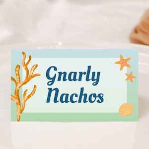 Surf Theme Food Tent Labels: Kids Birthday Party, Canva Template (Digital Download)
