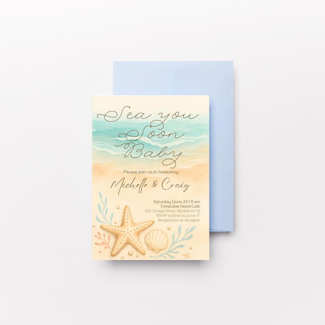 Sea You Soon Baby Shower Invitation Template | Ocean Theme Baby Shower ...