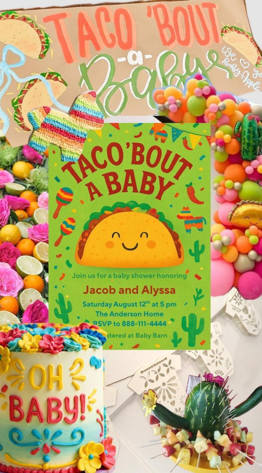 Taco Bout a Baby Shower Invitation Canva Template | Editable Fiesta Baby Shower Invite | Instant Download | Digital Invite | Printable