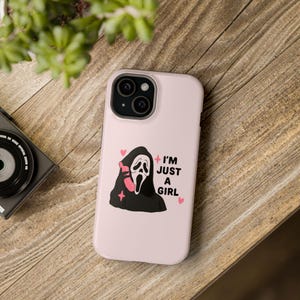Ghost Face Phone Case, Pink Aesthetic Horror Movie Magnetic Tough Case, Kawaii iPhone Case, Scream Movie Gift, Pink Retro Boo Basket Gift