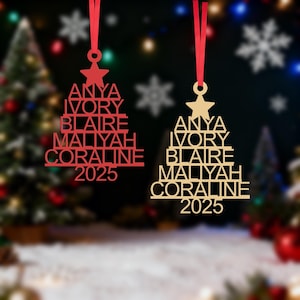 Personalisierte Familie Weihnachtsbaum Ornament 2025, Benutzerdefinierte Namen Holzandenken