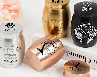 Urna mini personalizada para mascotas con grabado, urna conmemorativa de cremación con huella de pata para perro, contenedor de cenizas personalizado, urnas para mascotas, urna para cenizas, urna funeraria