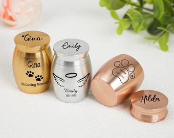 Personalized Mini Pet Urn with Engraving, Personalized Pet Memorial Keepsake,Engraved Ash Holder,Mini Paw Print Cremation Urn for Dog & Cat