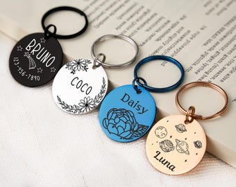 Gepersonaliseerde kattenpenning, hondenpenning, hondenhalsband, aangepaste kattenhalsband, kattenidentificatielabel, hondenidentificatielabel, hondennaamplaatje, gegraveerd huisdierlabel, kattennaamplaatje