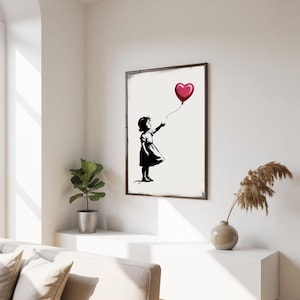 Banksy Girl with Heart Balloon Print: Modern Street Art Poster
