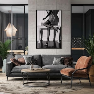 Black and White Fashion Wall Art – Elegant Woman Legs Print, Glamour Photography Poster, Chic Modern Home Decor