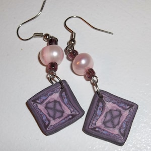 Pink and Mauve Pearl Earrings