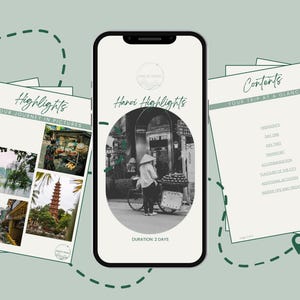 Hanoi Travel Itinerary | 2 Days | Instant Download | Fully Editable Canva Templates | Mobile Travel Planner