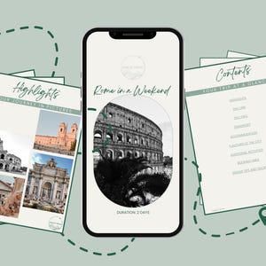 Digital Rome Travel Itinerary | 2 Days | Instant Download | Fully Editable Canva Templates | Mobile Travel Planner