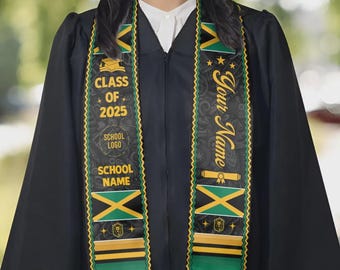 Estola de graduación personalizada de Jamaica, banda de graduación con la bandera estadounidense de Jamaica, promoción de 2026