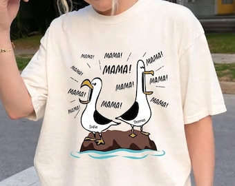 Benutzerdefinierte Möwe Mom Mama T-Shirt, Personalisierter Name Komfort Farben Shirt, Lustiges Muttertagsgeschenk