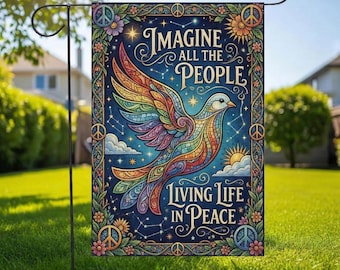 Bandera de jardín "Paz y Amor", decoración progresista de derechos humanos, regalo feminista, orgullo liberal en el hogar, regalo de justicia social