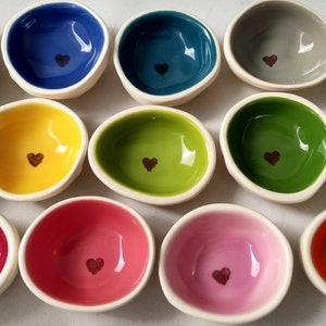 14 colors heart stamped ring dish, colorful ceramic ring holder for engagement gift, glazed ring dish for wedding gift for bridal shower, image 4