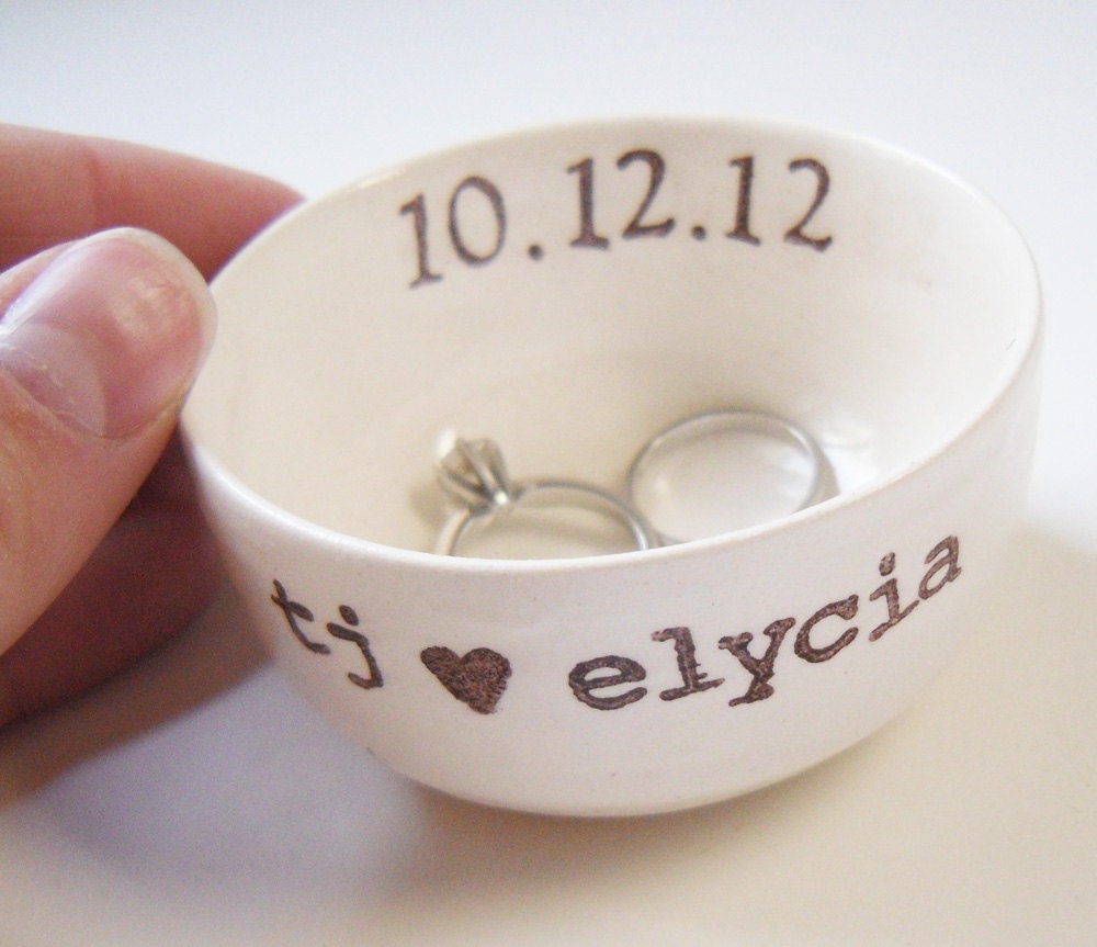 Custom Names Personalized Wedding Date Ceramic Ring Holder - Etsy