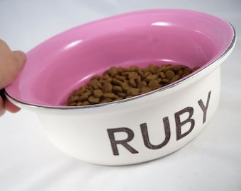 SMALL or LARGE PET bowls customized for your dog or cat food dish water bowl personalized dog bowl colors gold or silver rim pet food bowl