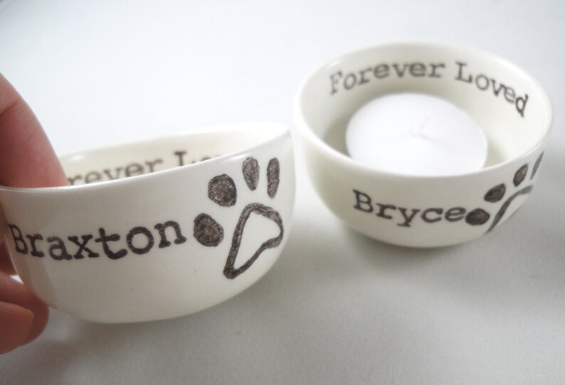 Custom Pet Memorial Candle Holder Paw Print Forever Loved Dog Etsy