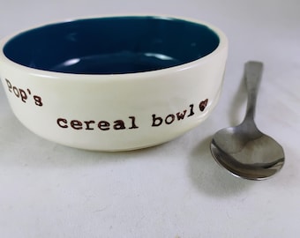 BIG CEREAL BOWL, custom text cereal bowl, large or small, cereal bowl for dad, custom color cereal bowl, gift for dad, ice cream bowl