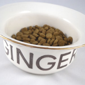 Personalized Cat Bowl | Gold or Silver Rim | Custom Cat Name | Cat Food Dish | Cat Water Bowl | Allergy Free Ceramic Cat Dish | Cat Lover