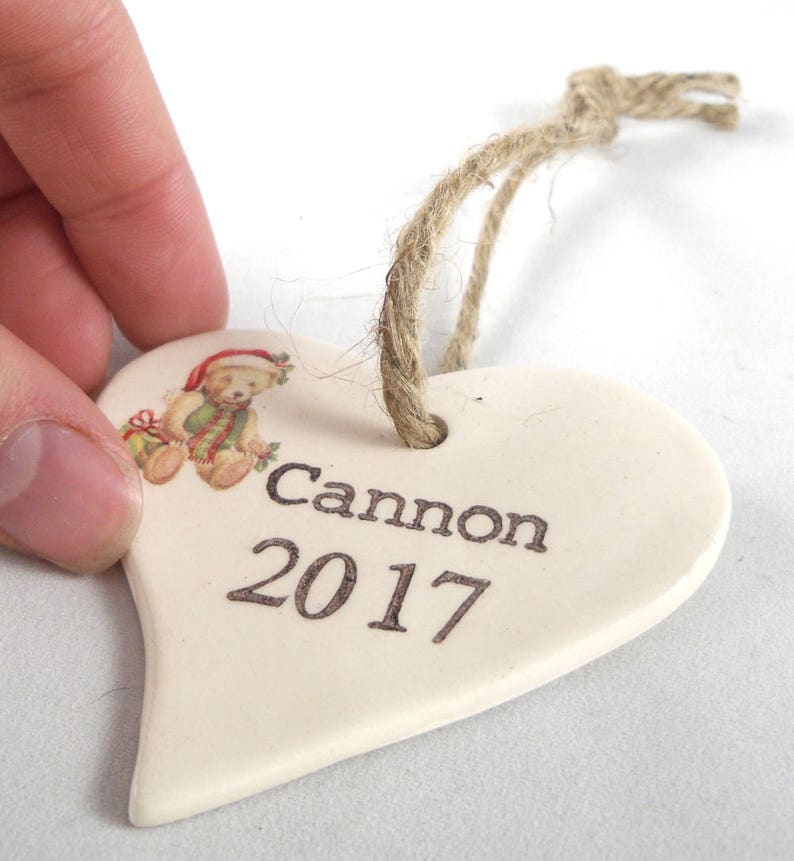 Present Tag Stamped Heart Ornament Custom Baby Ornament Baby Gift Custom christmas Ornament Baby christmas Gift christmas Decor