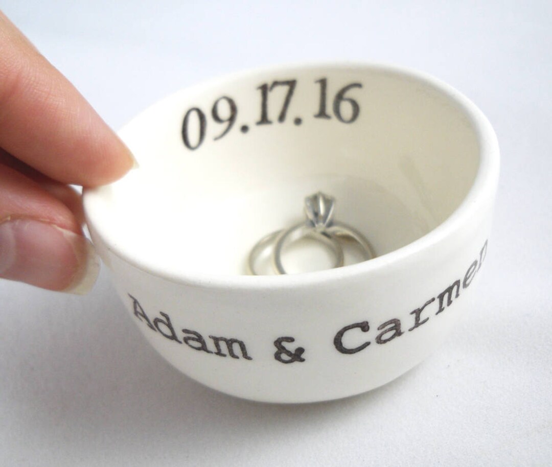 Custom Names Personalized Wedding Date Ceramic Ring Holder Custom ...