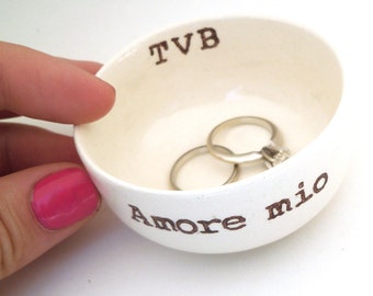 CUSTOM ITALIAN WEDDING ring dish personalized ring holder for destination wedding italian honeymoon italy engagement gift for bridal shower