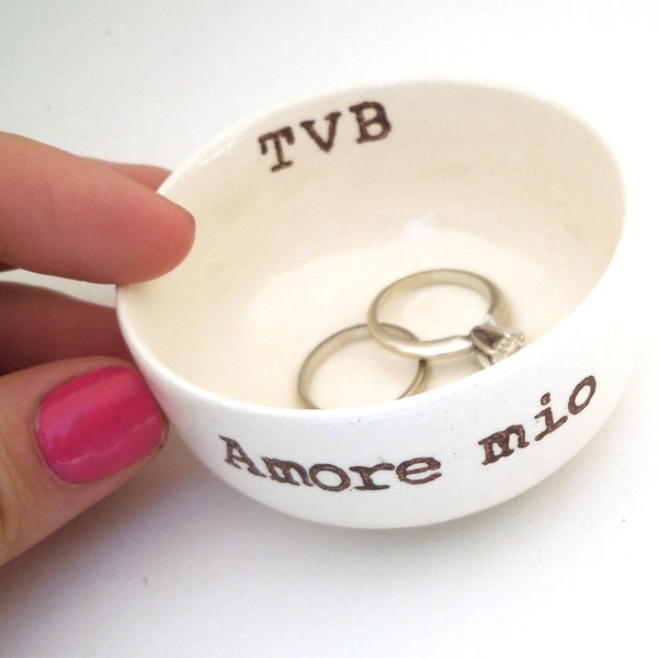 CUSTOM ITALIAN WEDDING ring dish personalized ring holder for destination wedding italian honeymoon italy engagement gift for bridal shower