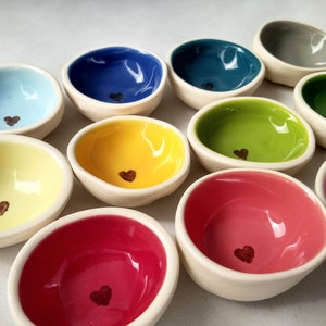 14 colors heart stamped ring dish, colorful ceramic ring holder for engagement gift, glazed ring dish for wedding gift for bridal shower, image 5