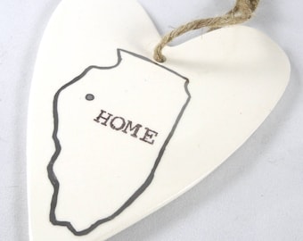 Illinois home ornament Made & Ready to Ship christmas ornament, heart shaped ornament, Illinois state ornament, Illinois is home, christmas