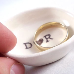 engagement gift, custom ring dish, custom ring holder, white ceramic ring pillow, wedding personalized text, bridal shower gift wedding idea