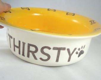 PERSONALIZOWANA MISKA DLA ZWIERZĄT, stempel w kształcie kości psa i odcisk łapy na ceramicznej misce na wodę lub karmę dla psa lub kota – niestandardowy kolor, niestandardowy tekst, 2 rozmiary