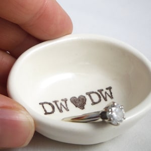 handmade CUSTOM RING DISH, engagement gift, wedding gift, bridal shower gift, personalized initials, gift for bride and groom spring wedding