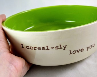 I cerealsly love you, Valentine's day bowl, large custom cereal bowl, custom printed names, custom bowl for each member of the family