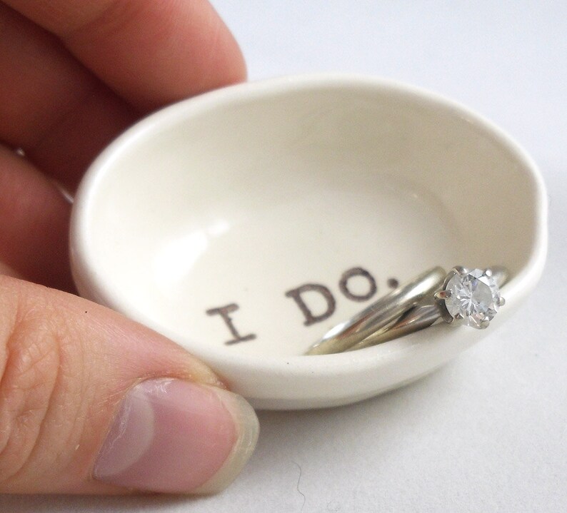WEDDING RING DISH Handmade Ceramic Ring Holder Printed With I Etsy