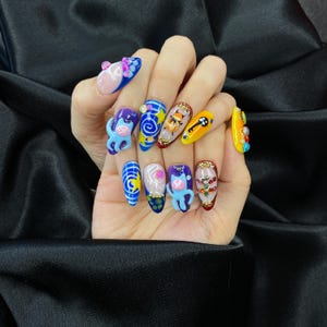 Spooky Kawaii Octopus Coraline Press On Nails | 3D Gothic Ocean Fantasy Nail Art | Candy Charms Nails | Kawaii Handmade Nail Set