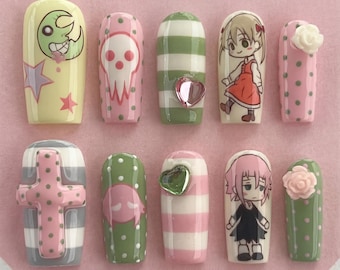 Soul Eater Press-On Nails | Handmade Anime Chibi Kawaii Manicure