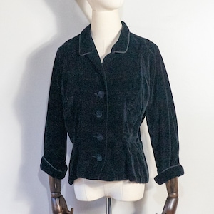 1940s 1950s black velveteen R and K Originals blazer | vintage 40s 50s R&K Originals tailored jacket | L