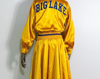 Vintage skoluniform i satin från 1930-talet: Big Lake High jacka och kjolset