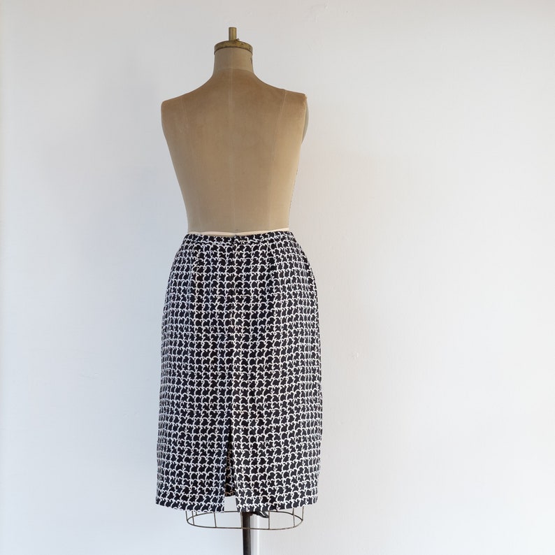 Vintage 1960s abstract houndstooth pencil skirt 60s black | Etsy