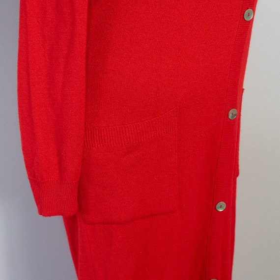 vintage 1970s red cashmere long cardigan with bel… - image 9