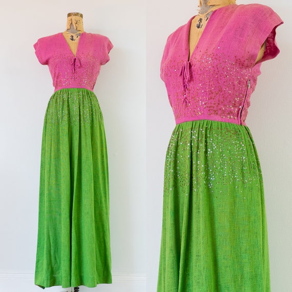 vintage 1940s Hattie Carnegie sequined evening dre