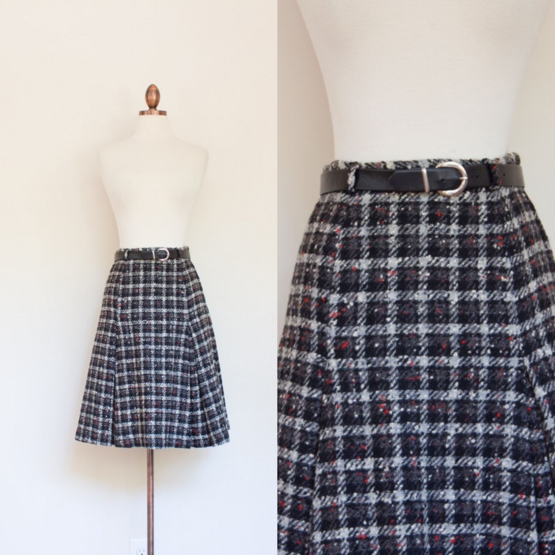 Vintage 1960s wool plaid A line skirt / 60s Junior Teen Sid Etsy