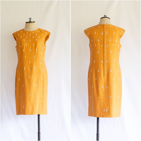 Vintage 1960s Terry-Allen marigold studded shift d