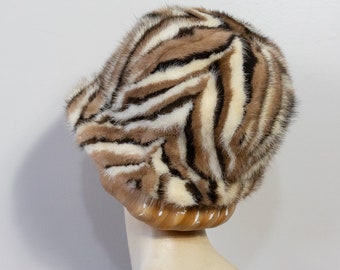 Vintage 60s Striped Fur Cloche Hat | Adolfo II Saks Fifth  display picture 1
