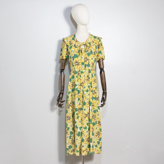 1940s yellow floral print dress | vintage 40s Sty… - image 2