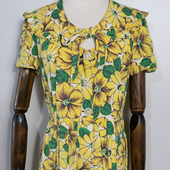 1940s yellow floral print dress | vintage 40s Sty… - image 8