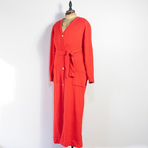 vintage 1970s red cashmere long cardigan with bel… - image 3