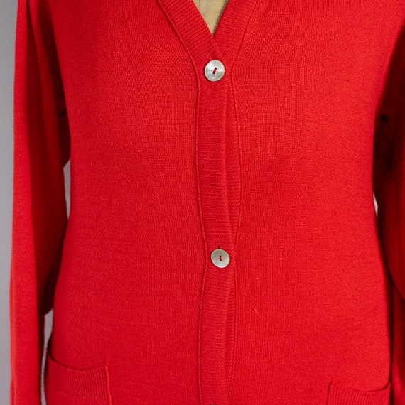 vintage 1970s red cashmere long cardigan with bel… - image 7