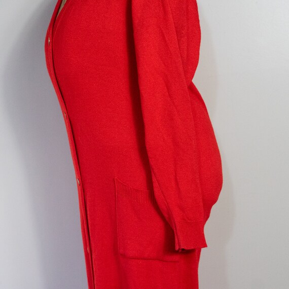 vintage 1970s red cashmere long cardigan with bel… - image 8